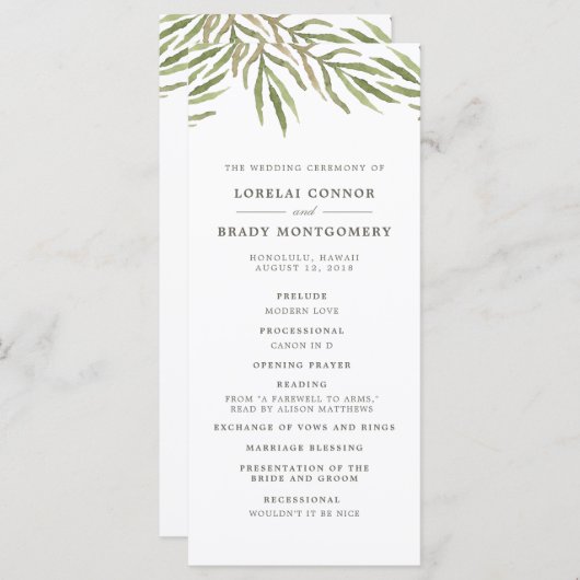 La verdure | Programme de mariage botanique à doub (Devant / Derrière)