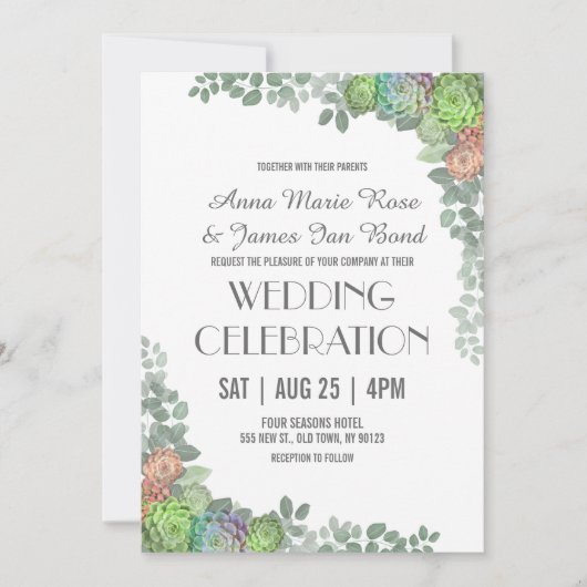 La verdure Succulente Mariage Invitations (Devant)