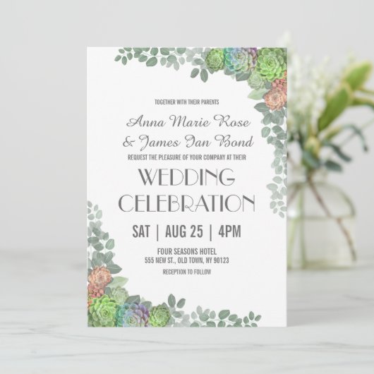 La verdure Succulente Mariage Invitations (Debout devant)