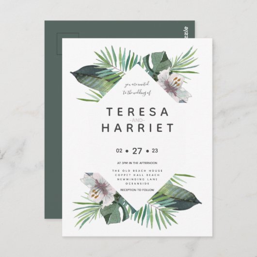 La verdure tropicale invitation rustique (Devant / Derrière)