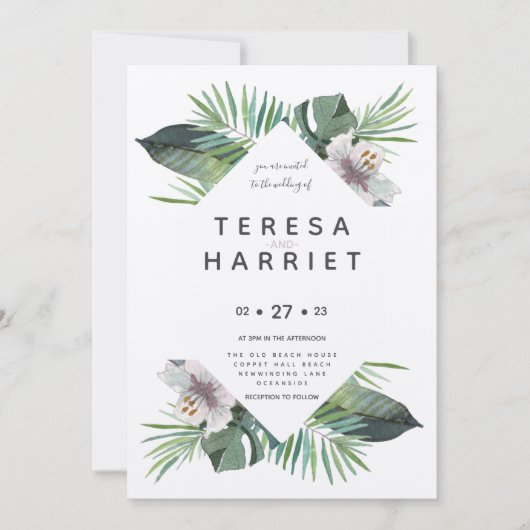 La verdure tropicale invitation rustique (Devant)