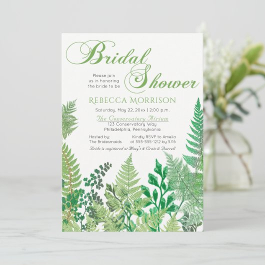 La verdure | Wild Ferns Invitations de douche nupt (Debout devant)