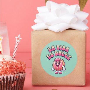 La Vida es Dulce Concha Rosa Pan Dulce Shirt Ronde Sticker