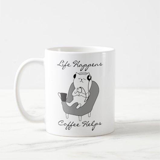 La vie arrive Café Aide Tasse Thème Mignon Chat Dr (Gauche)