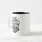 La vie commence après le café, mug à café bicolore (Devant gauche)