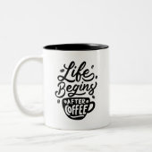 La vie commence après le café, mug à café bicolore (Gauche)