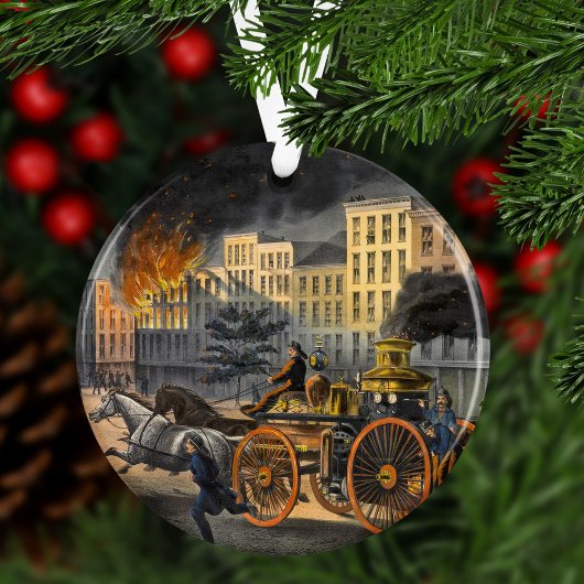 La vie d'un pompier Vintage Lithographe Noël