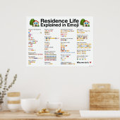La vie en résidence expliquée en affiche Emoji (Cuisine)