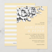 La Vie en Roos Floral Wedding Invitation - Geel Aankondiging (Voorkant / Achterkant)