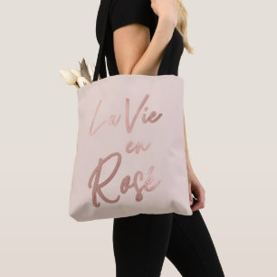 La Vie en Roos French Quote Roos Gold Pink Draagtas