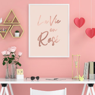 La Vie en Roos French Quote Roos Gold Pink Poster