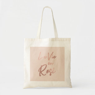 La Vie en Roos French Quote Roos Gold Pink Tote Bag
