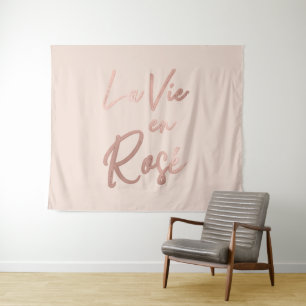 La Vie en Roos French Quote Roos Gold Pink Wandkleed