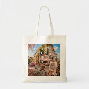 La Vie En Rose Paris Montmartre Café Illustratie Tote Bag