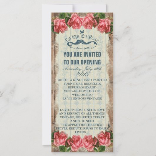 La Vie En Rose Vintage ~ Invitation-, Carte Postal (Devant)