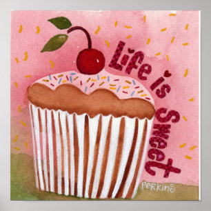 La vie est affiche douce de petit gâteau