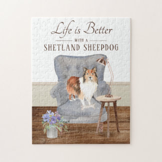 La Vie Est Avec Shetland Sheepdog Jigsaw Puzzle