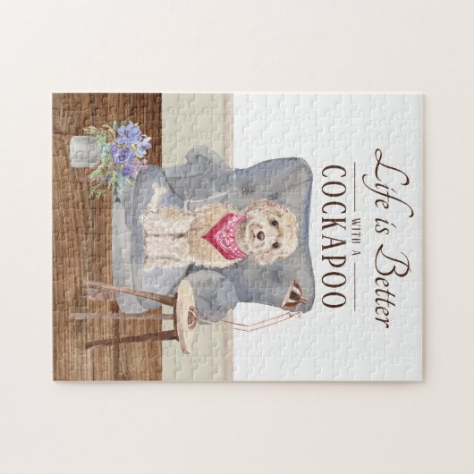 La Vie Est Avec Un Puzzle Cockapoo (Horizontal)