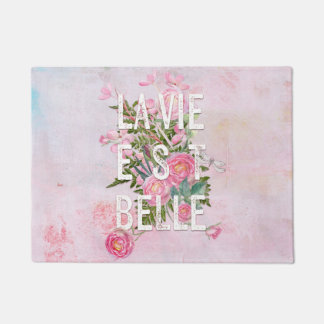 La vie est belle-Flower Floral Life Beauful Deurmat