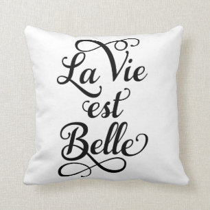 la vie est belle, het leven is mooi, Frans citaat. Kussen