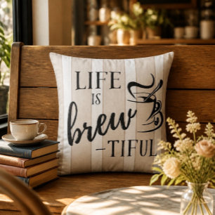 La vie est Brew-tiful Coussin pour les amateurs de