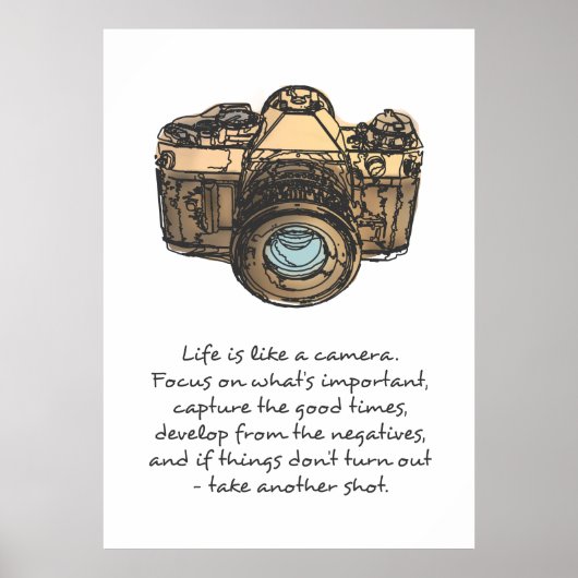 La vie est comme un poster de citation de caméra (Devant)
