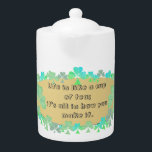 "La vie est comme une tasse de thé" et théière Sha<br><div class="desc">N'avez-vous pas toujours voulu obtenir leur proverbe préféré sur une théière avec un design shamrock délicieux ? Ici,  vous pouvez et si vous voulez une personnalisation,  envoyez-moi un message et je serai très heureux de vous aider!</div>