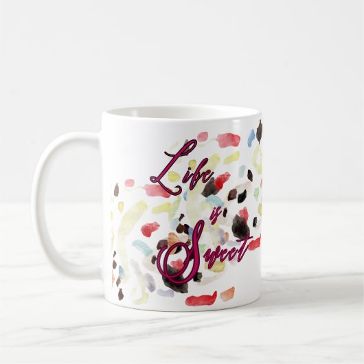 La vie est douce Moderne Colorée Abstraite Mug caf (Gauche)