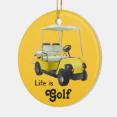 La vie est Golf Golf Golf Panier Jaune Ornement (Gauche)