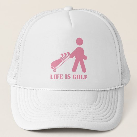 La vie est Golf Golfer Rose White Casquette de bal (Devant)