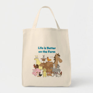 La vie est meilleure à la ferme - sac d'épicerie