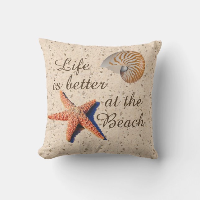 La vie est meilleure à la plage coussin (Recto)