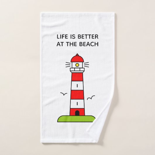 La vie est meilleure à la plage imprimé phare mign (Serviette à main)