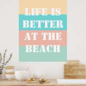 La vie est meilleure à la plage Poster Rétro (Cuisine)
