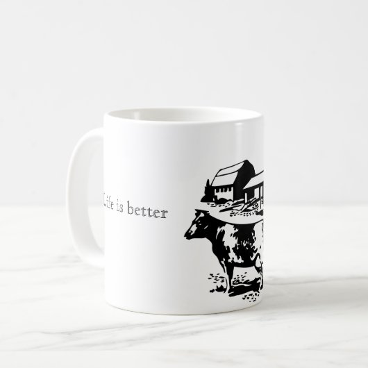 La vie est meilleure à la tasse de café de ferme (Devant gauche)