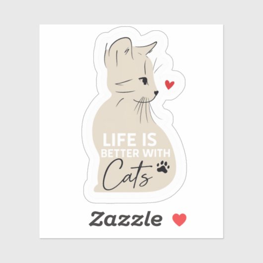 La vie est meilleure avec des autocollants de chat (Feuille)