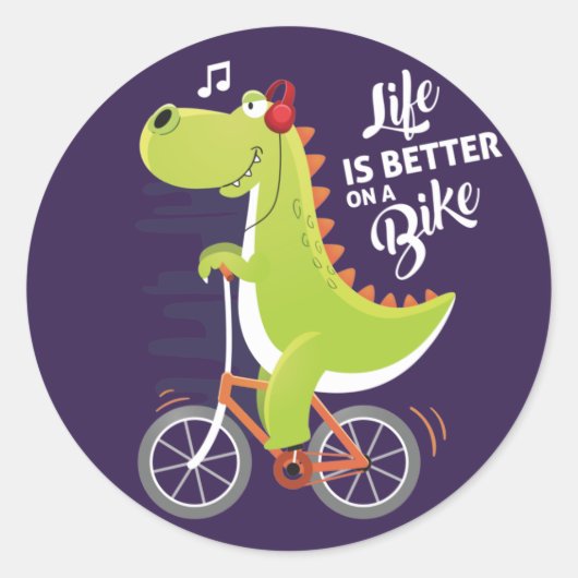 La vie est meilleure sur le vélo Dinosaure Sticker (Devant)