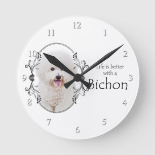 La vie est mieux Bichon Horloge murale