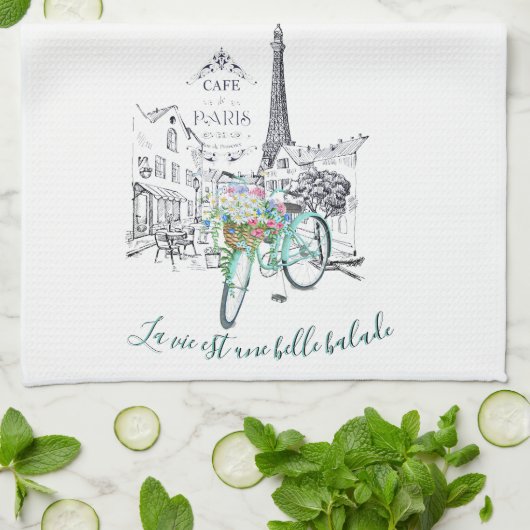 La vie est une belle balade theedoek (Gevouwen)