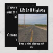 La vie est une carte personnalisable de l'autorout (Devant / Derrière)