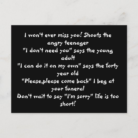 la vie est une carte postale courte (Devant)