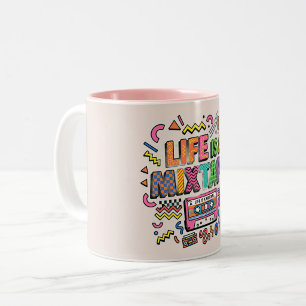 La vie est une mixtape Mug Rétro Coloré