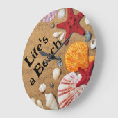 "La vie est une plage" Horloge murale (Angle)