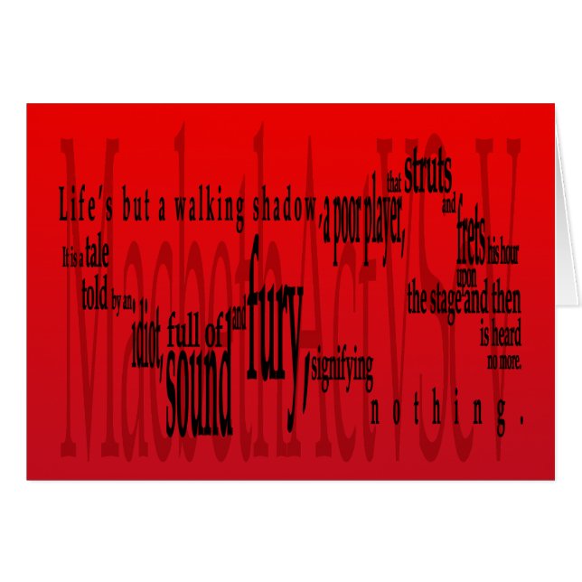 La "vie mais une ombre de marche" Macbeth (Devant horizontal)