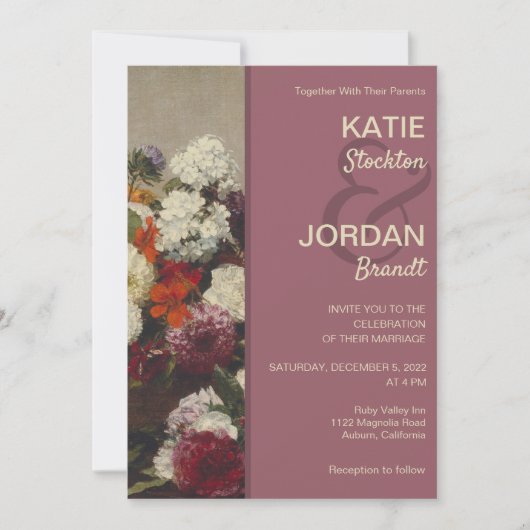 La vie morte avec Faire-part de mariage de fleurs (Devant)