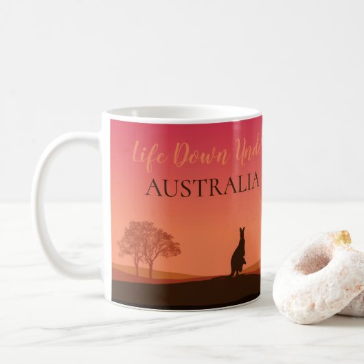 La Vie Sous Kangaroo Australia Coffee Mug (Avec donut)