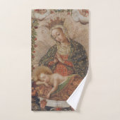 La Vierge adorant le Christ Enfant Noël (Serviette à main)