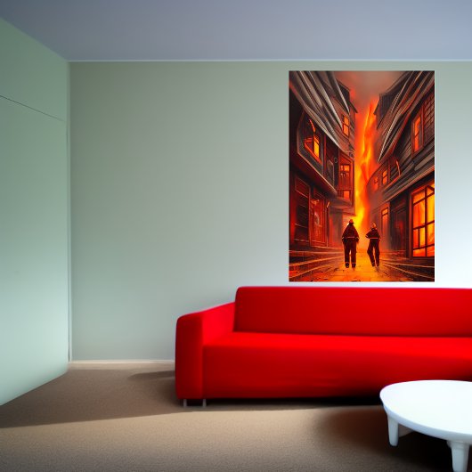 La ville brûle | AI Art Poster