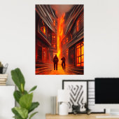 La ville brûle | AI Art Poster (Bureau à domicile)