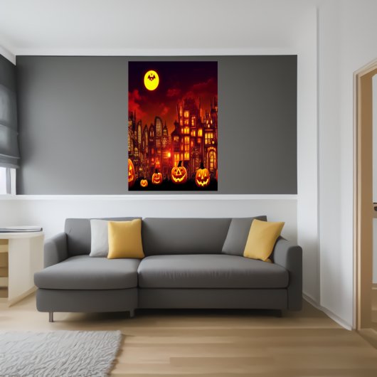 La ville citrouille d'Halloween | AI Art Poster